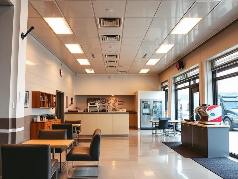 Clean, modern truck stop interior